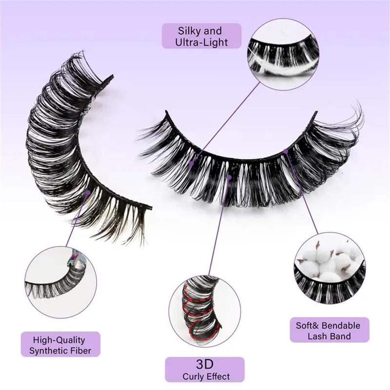 Fluffy False Eyelashes, 20 Pairs Natural Look Eyelash Extensions, Self Grafting Curl Eyelashes, Eye Makeup Enhancement False Eyelashes for Women & Girls, Christmas Gift