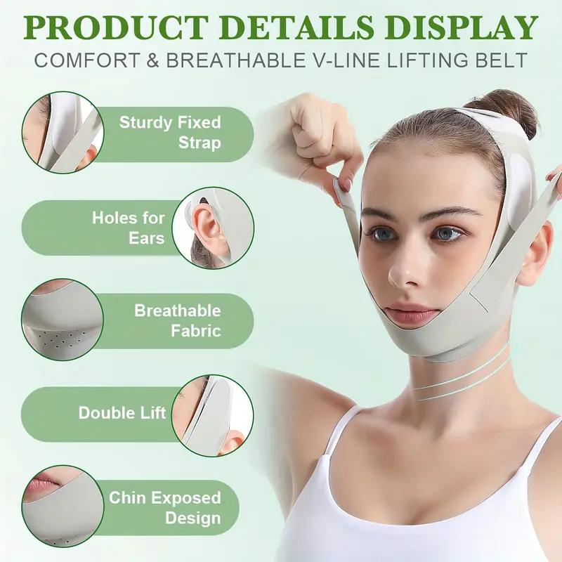 [The Latest Version] V-FaceBandages, Reusable Chin and CheekMassage Bands for Women, Skincareand Beauty Tools, Facial MassageBands to Enhance V-Line Contour,Shape and Tighten Skin, and FnhanceFacial Contour Comfort