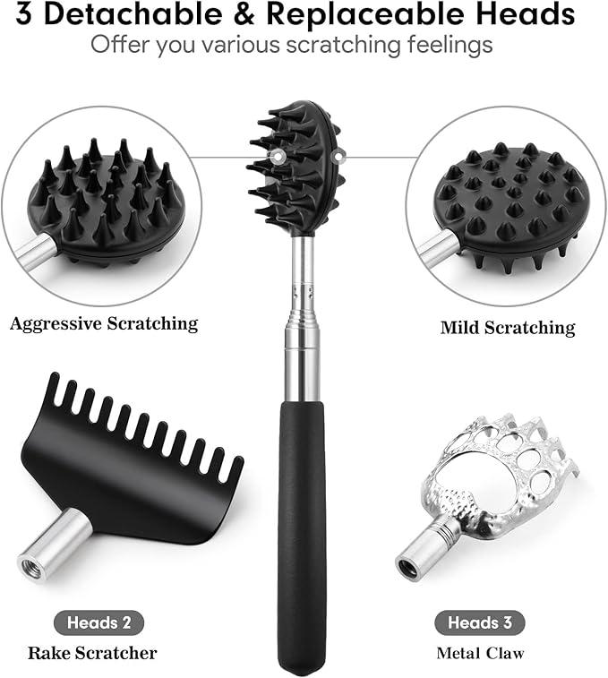 4Pcs Detachable Scratching Heads, Stocking Stuffers for Men Back Scratcher for Men Body Care Gift