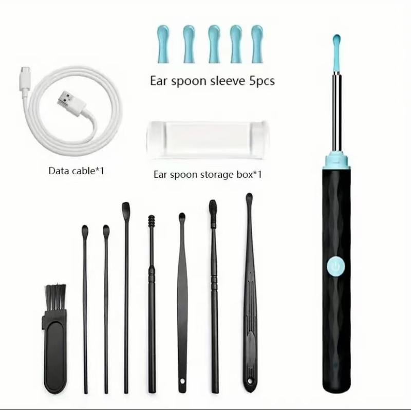 Ear Wax Removal Camera, Ear Cleaner 1296P HD Camera, Ear Cleaning Kit with 8pcs Ear Set, Wireless WiFi Otoscope with 6 Lights, Rechargeable Earwax Removal Tool Kit for Adult & Kid