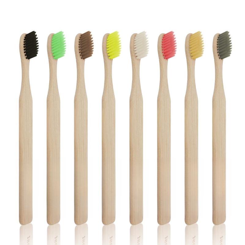 8 count Bamboo Toothbrush, BPA-Free Soft Toothbrushes,   Biodegradable  Travel Wood Toothbrush Set, for  Gums Oral Comfort