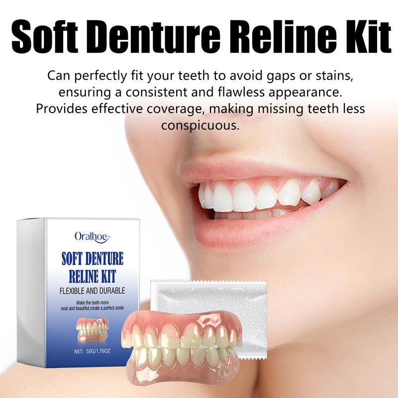 Upper and Lower Veneer Dentures Set with Teeth Glues Natural Fake Teeth Instant on Smile Comfort Fit for Women and Men Fix Your Smile at Home Within Minutes Oral Silicone Daily