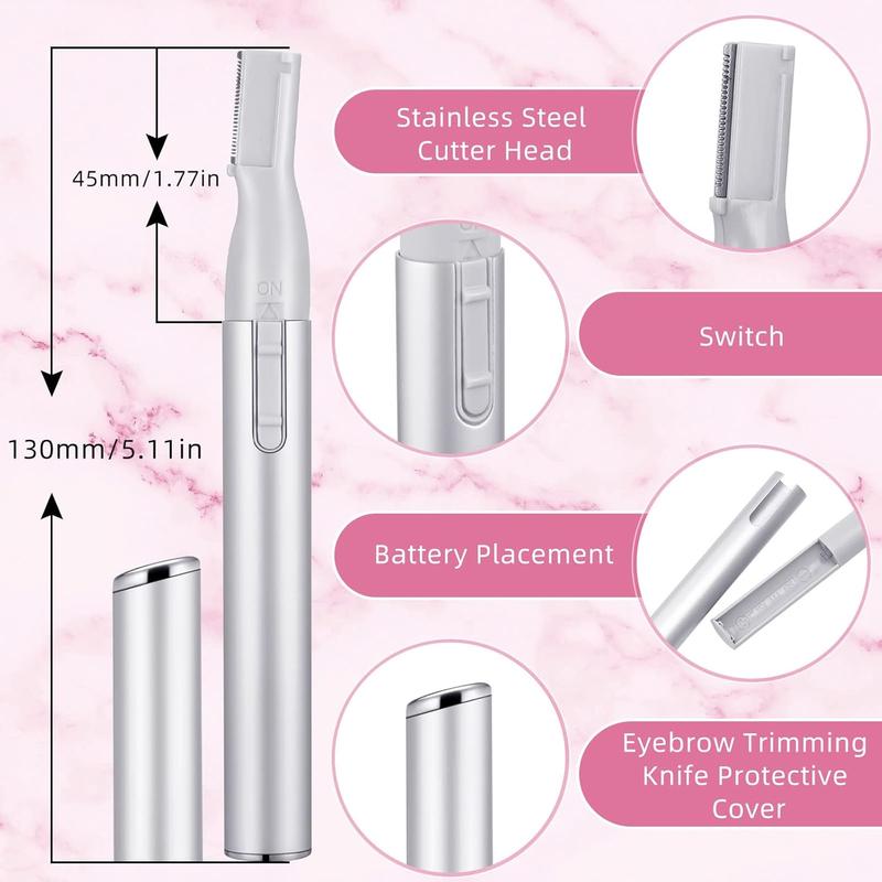 2 Pack Electric Eyebrow Trimmer Women Precision Facial Shaver Mini Shaver Battery Powered Small Facial Epilator with Comb Personal Epilator for Face Neck Hair Lips Body Arms Legs (Pink)