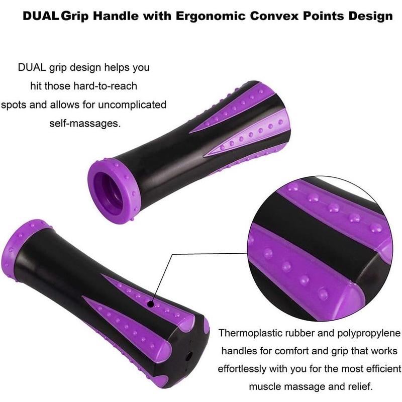 Muscle Roller Stick for Athletes - Body Massage Roller Stick - Release Myofascial Trigger Points Reduce Muscle Soreness Tightness Leg Cramps & Back Pain for Physical Therapy & Recovery (Purple)