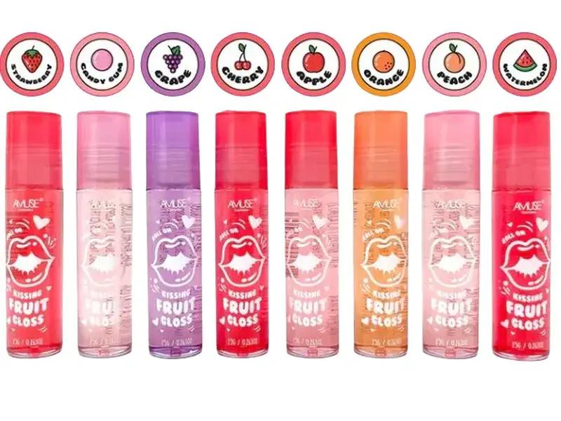 Kissing Fruit Roller Lip Gloss for Plump and Glossy Lips, Easy Applicator and Fruity Scent, Beauty & Personal Care