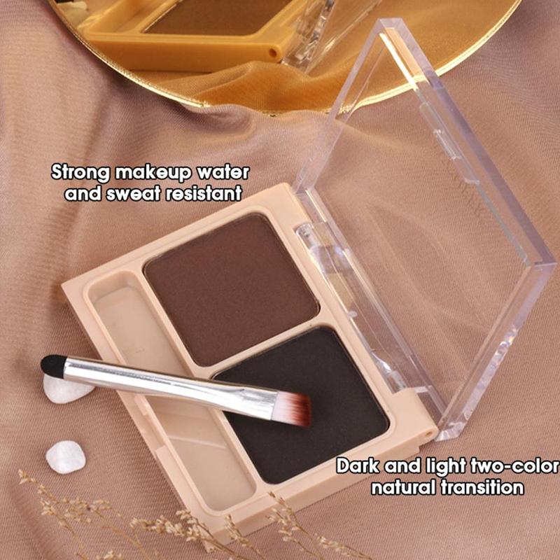 2 in 1 Eyebrow Powder Palette, Long Lasting Eyebrow Powder & Eyebrow Brush, Smudge Proof High Pigmented Eye Brow Shading & Filling Makeup Accessories