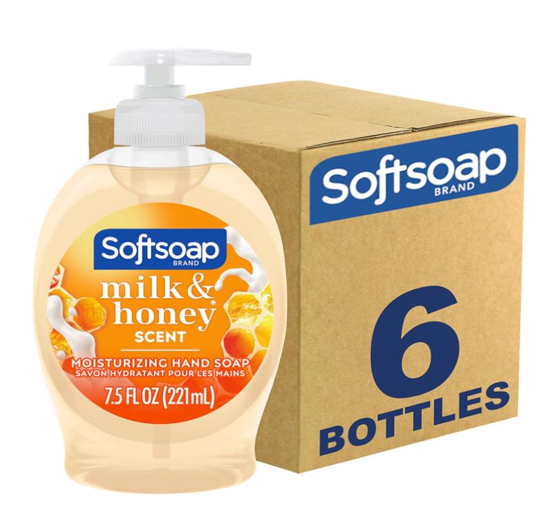 Softsoap Moisturizing Liquid Hand Soap, Milk and Honey, 7.5 Fluid Ounce, Pack of 6 (Package may vary) handsoap