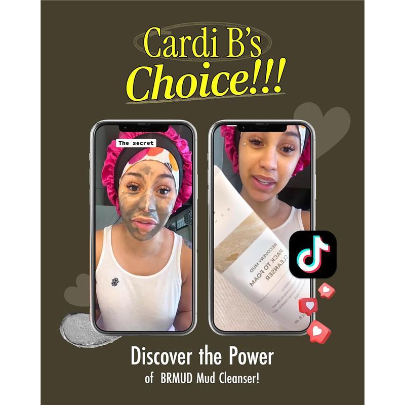 Cardi B Cleanser | BRMUD Recovery Mud Pack to Foam Facial Cleanser | 2-in-1 Hydrating Korean Foaming Cleanser Face Wash , Facial Wash Hydrate k  mud