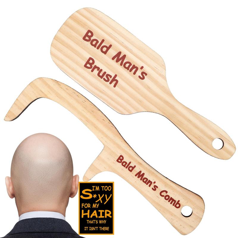 2PCS Funny Bald Man's Comb Funny Gag favors  Prank favors for Men Hair Loss Comb for Bald Men favors Over The Hill Party favors Birthday for Men Toy