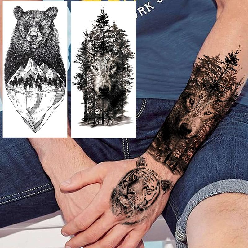 Animal & Figure Pattern Temporary Tattoo Sticker, 10pcs set Realistic Fake Tattoo Decals, Waterproof Body Art Stickers for Women Men