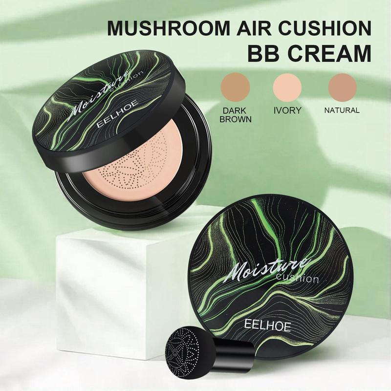 Mushroom Head Air Cushion BB Cream, 1 Box Moisturizing Concealer Foundation, Long Lasting Full Coverage Flawless Makeup Cream for Women & Girls