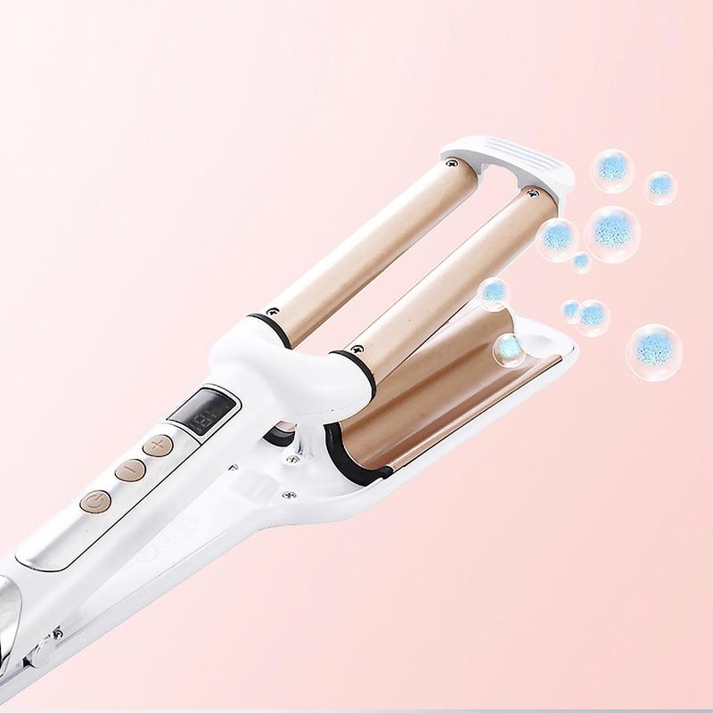 Hair Curling lron with LCD Display, Anti-scald Hair Crimper, Professional Hair Styling Tool, 2 Barrel lonic WavyHair Curler for Womans