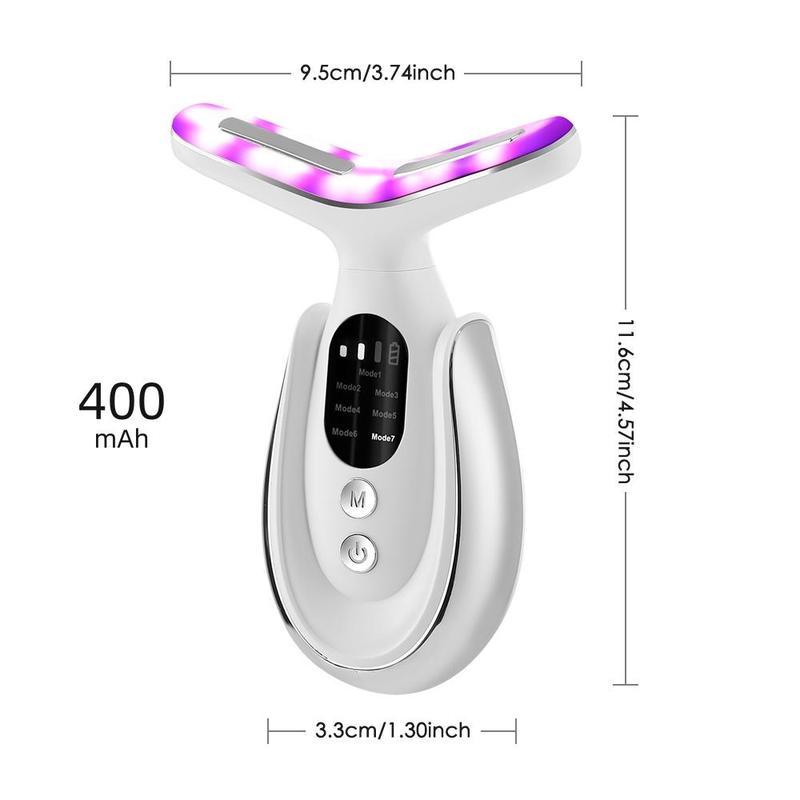 3 in 1 Face & Neck Beauty Massager, LED Light & Heat & Vibration Skin Care Tool, Facial Skin Care Massage Instrument for Women