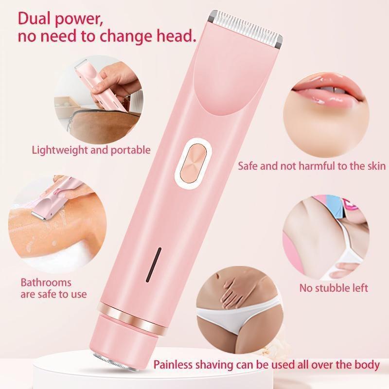 USB Rechargeable Women's Hair Clipper, 1 Count Cordless Trimmer for Legs, Bikini, Armpit and Private Hair, Wet and Dry, Easy to Clean