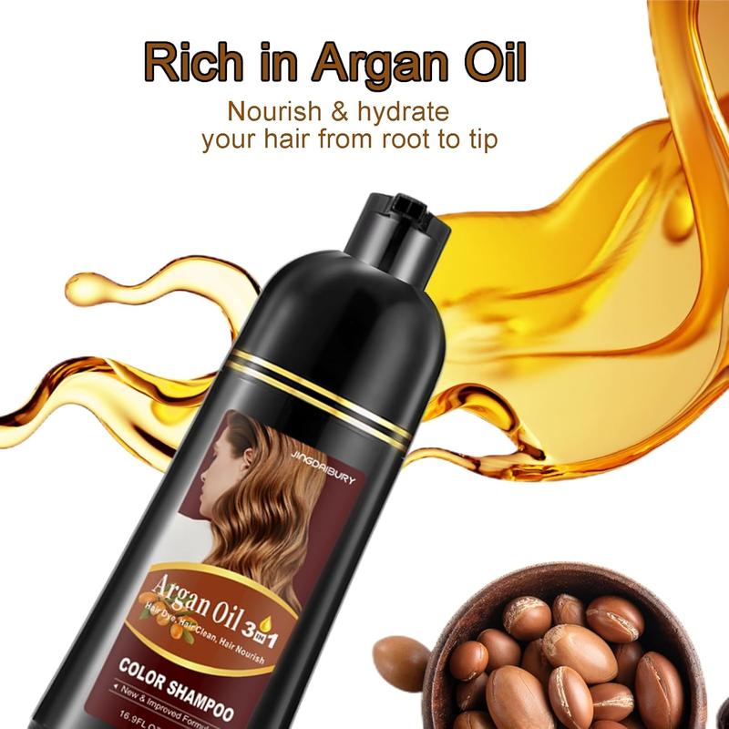 Blonde Brown Hair Dye 16.9 Fl Oz, Argan Oil Blonde Brown Hair Shampoo, 3 in 1 Hair Dye Shampoo, Easy To Use, Semi-Permanent  Color Shampoo, Haircare