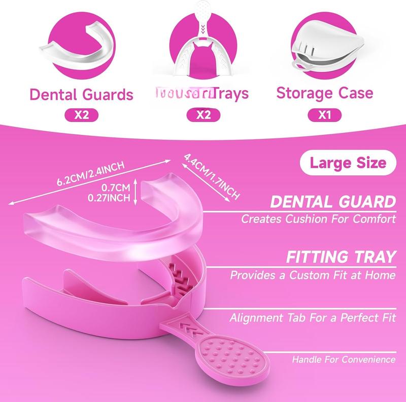 Upgraded Mouth Guards for Grinding  at Night, 2 Pack,Standard Size, Professional Night Guard with Fitting Tray, Comfortable Mouth Guard for Clenching  at Night