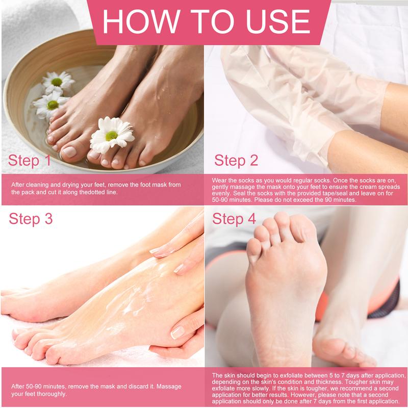 Aliver Foot Peel Mask, 5 Pack of Skin Exfoliating Foot Masks for Dry, Cracked Feet, Callus, Hydrating, Moisture & Silky (Rose Scent)