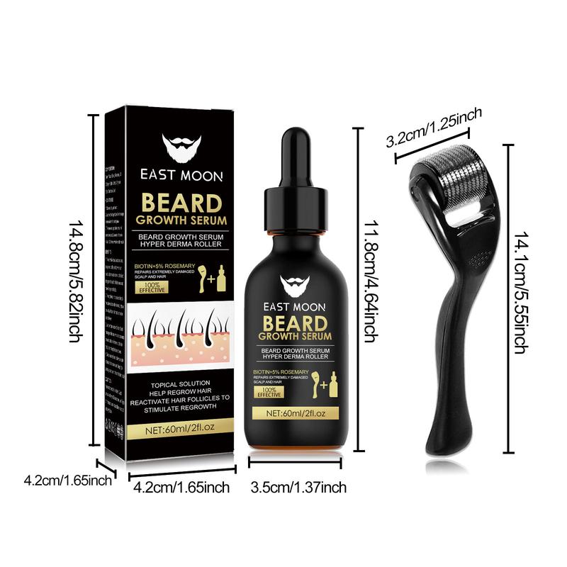 East Moon 60ml Men's Beard Growth Essence Hair Oil Make Your Beard Thicker Anti-Hair Loss Products Softening and Moisturizing Beard Serum Hair Care Comfort