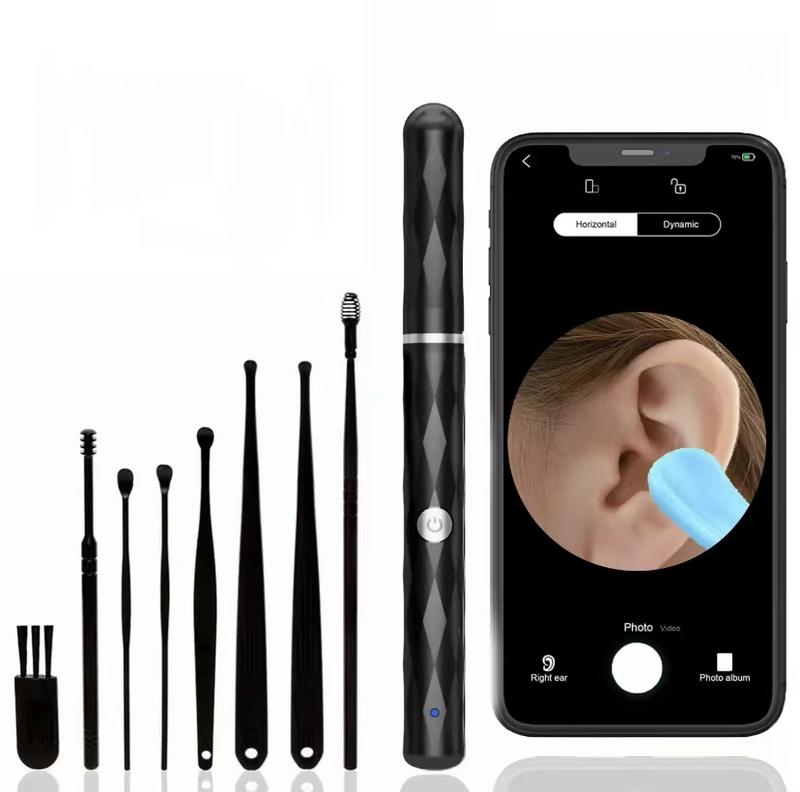 Ear Wax Removal Camera, Ear Cleaner 1296P HD Camera, Ear Cleaning Kit with 8pcs Ear Set, Wireless WiFi Otoscope with 6 Lights, Rechargeable Earwax Removal Tool Kit for Adult & Kid