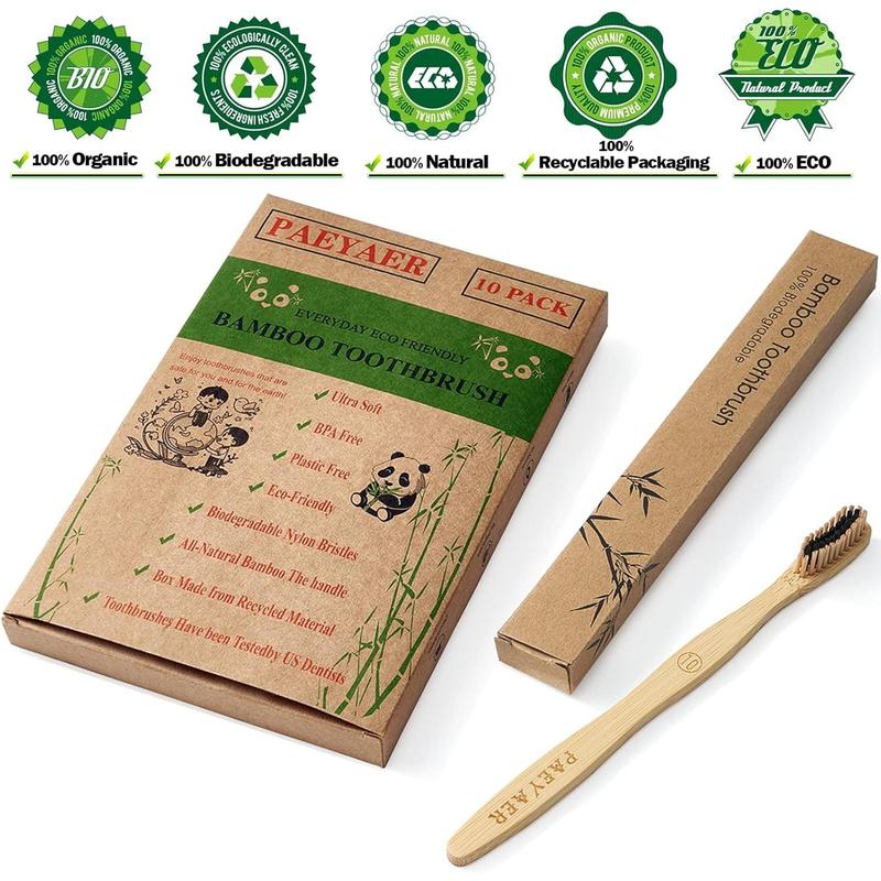 20 Count Bamboo Toothbrushes (Soft+Medium), Natural Wood Toothbrushes Bulk, Eco-Friendly, BPA Free, Biodegradable & Compostable Charcoal Wooden - Reusable Travel Toothbrushes