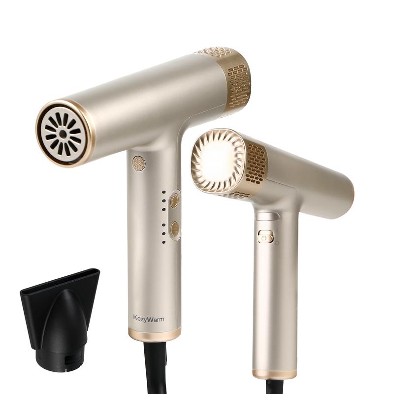 KozyWarm Whisper Quiet Lite Ionic Hair Dryer- Ultra Low Noise at 50db, Deep Penetration, Fast Drying, Lightweight & Portable, 4 Temps & 3 Speeds, 8.2 Ft Cord