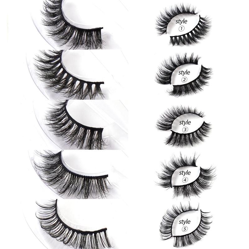 5 Styles Natural Cross Full False Eyelashes Lash Clusters, 50 Pairs Fluffy Slim Faux Cluster Lashes, Volumized False Eyelashes for Women and Girls Eye Makeup Enhancement