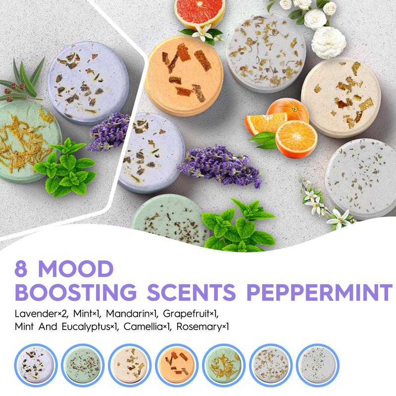 8-Pack Lavender Shower Steamers - Aromatherapy Gifts for Women, Men, Moms, Girls & Teens - Natural Essential Oil Shower Bombs for Home Spa, Self-Care, Relaxation & Stress Relief - Perfect Birthday & Stocking Stuffer Gifts