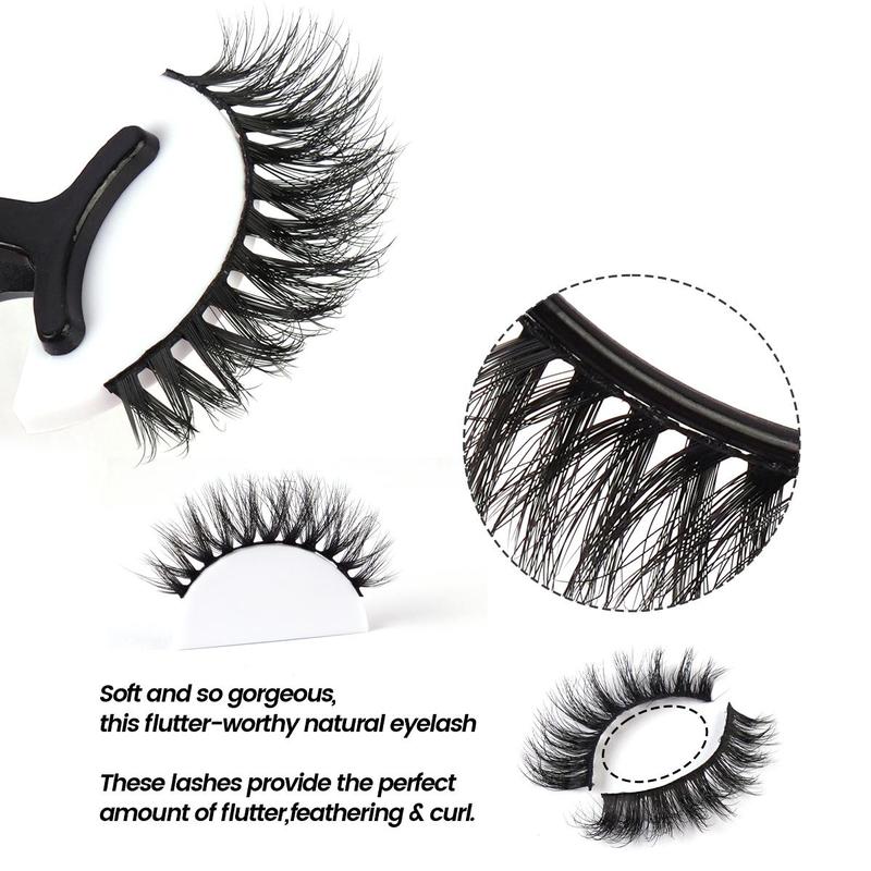 5 Styles Natural Cross Full False Eyelashes Lash Clusters, 50 Pairs Fluffy Slim Faux Cluster Lashes, Volumized False Eyelashes for Women and Girls Eye Makeup Enhancement