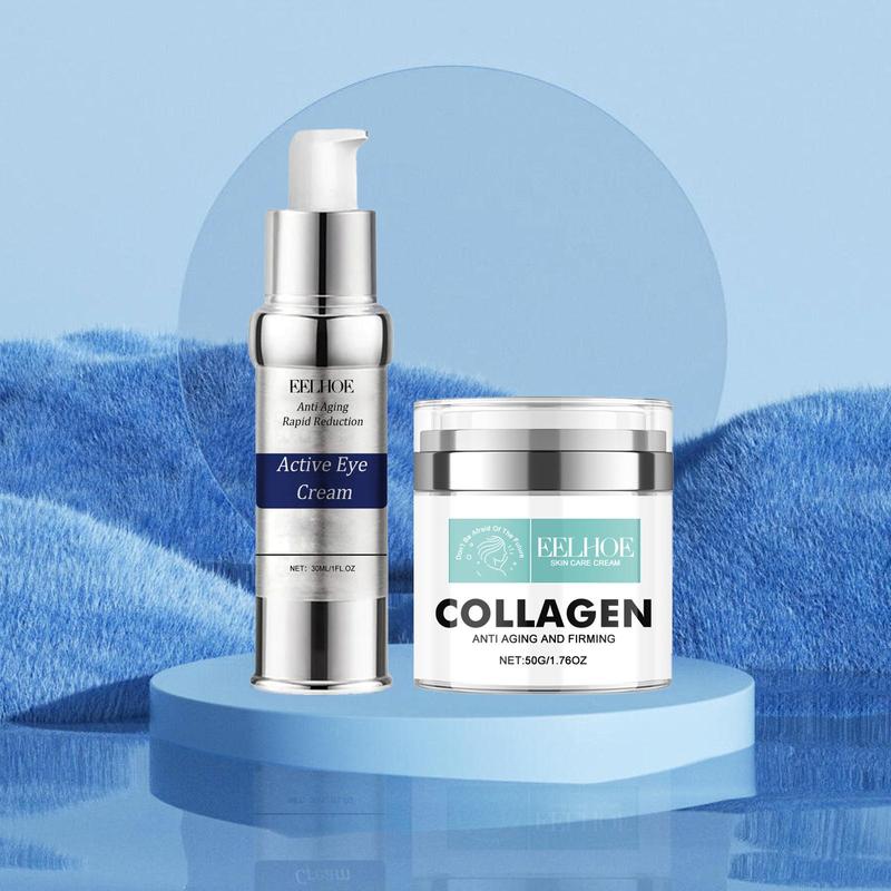 Collagen Moisturizing Cream & Hyaluronic Acid Firming Eye Cream, 1 Box 2 Boxes Hydrating Skin Care Kit, Daily Skincare Set for Men & Women