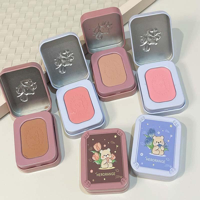 Cute Bear Design Blush Palette, 3 Counts set Low Saturation Matte Blush, Natural Look Lightweight Blush, Soft Color Shadow, Suitable for All Skins