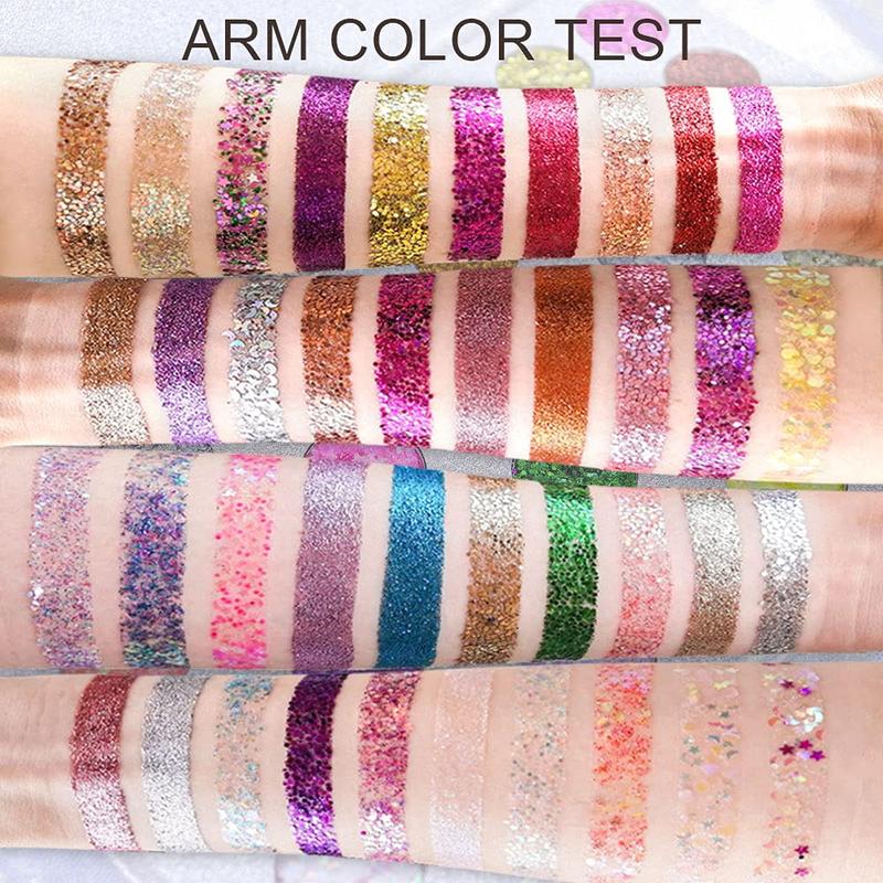 40 Colors Glitter Eyeshadow Makeup Palette for Women Black and White Glitter Thick Eyeshadow Powder Pink Glitter Glue Hydrogel Eyeshadow