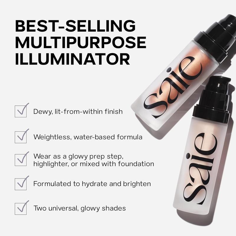 Mini Glowy Super Gel Lightweight Illuminator - Luminizer + Makeup Primer for Glowing Skin - Enriched with Vitamin C + Hydrating Squalane Oil - Wear Alone or Under Makeup - Starglow (0.5 oz) Moisture Moisturize Dewy Foundation Spf Synthetic Tinted Cosmetic