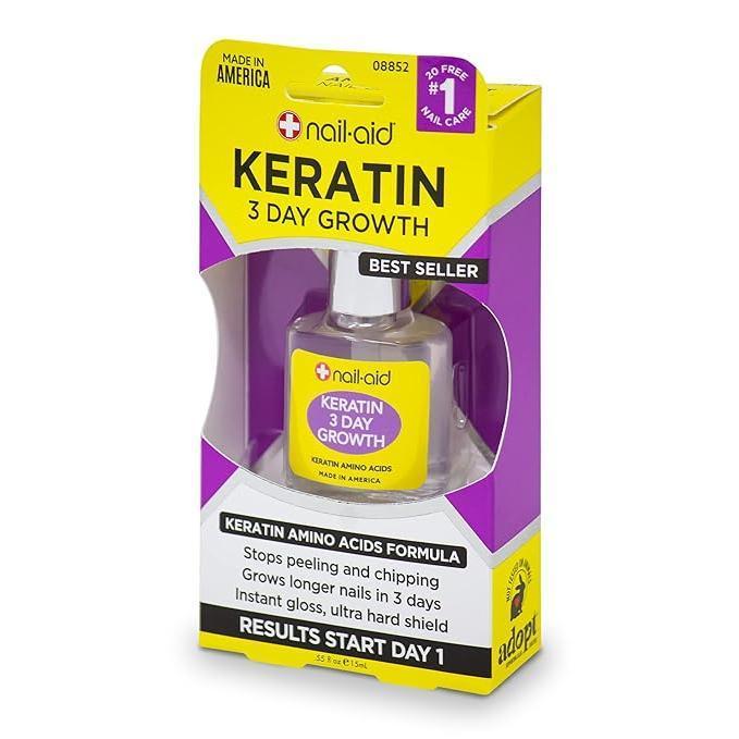 Keratin 3 Day Growth Nail Treatment & Strengthener, Clear, 0.55 Fl Oz