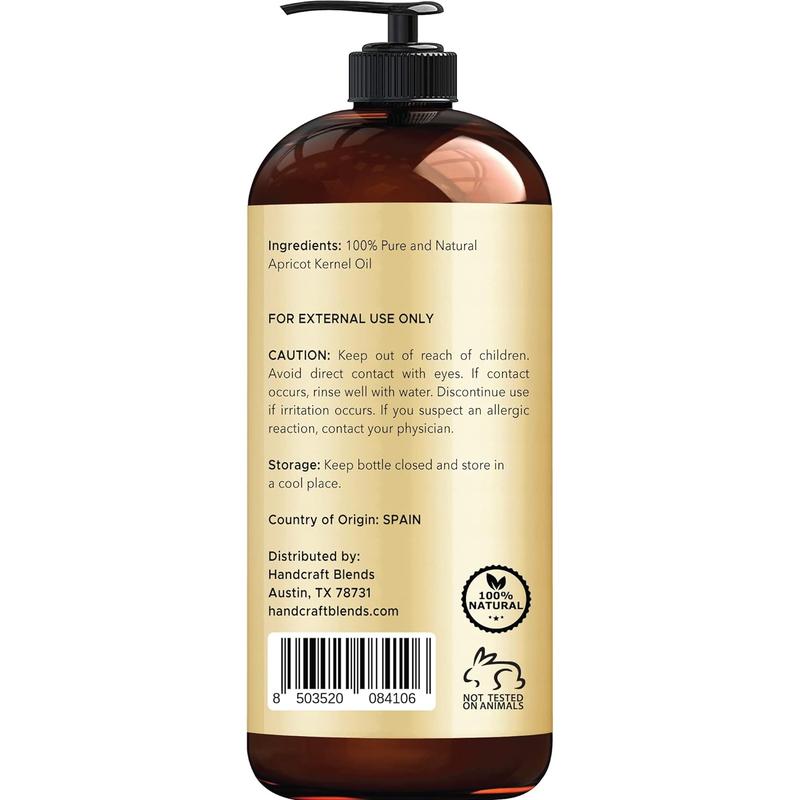 Handcraft Blends Apricot Kernel Oil - 16 Fl Oz - 100% Pure and Natural - Premium Grade Oil for Skin and Hair - Carrier Oil - Hair and Body Oil - Massage Oil - Cold-Pressed and Hexane-Free Handcraft Blends Handcraft Blends