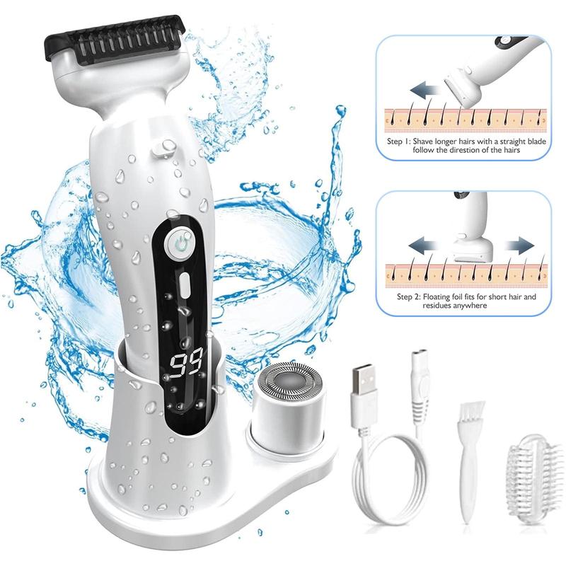 Multifunctional Electric Shaver, 1 Set Waterproof Wet & Dry Use Electric Shaver with Replacement Heads, Body Hair Trimmer for Women, Christmas Gift