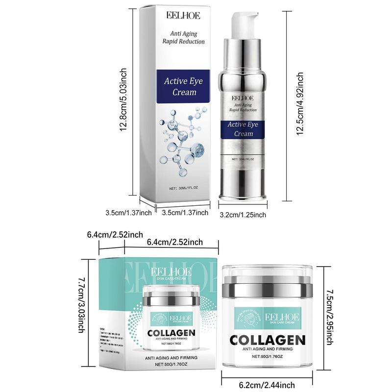 Collagen Moisturizing Cream & Hyaluronic Acid Firming Eye Cream, 1 Box 2 Boxes Hydrating Skin Care Kit, Daily Skincare Set for Men & Women