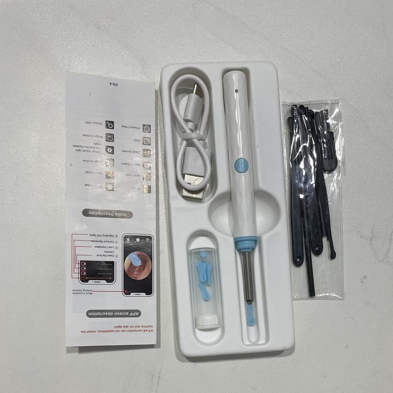 Wifi Connection Earwax Removal, Earwax Removal Tool Camera Built-In 1296p, Easy And Safe Ear Cleaning, Earwax Removal Kit, 9 Earmuffs And 8 Traditional Tools, Ear Cleaning Kit, Iphone, Ipad, Android