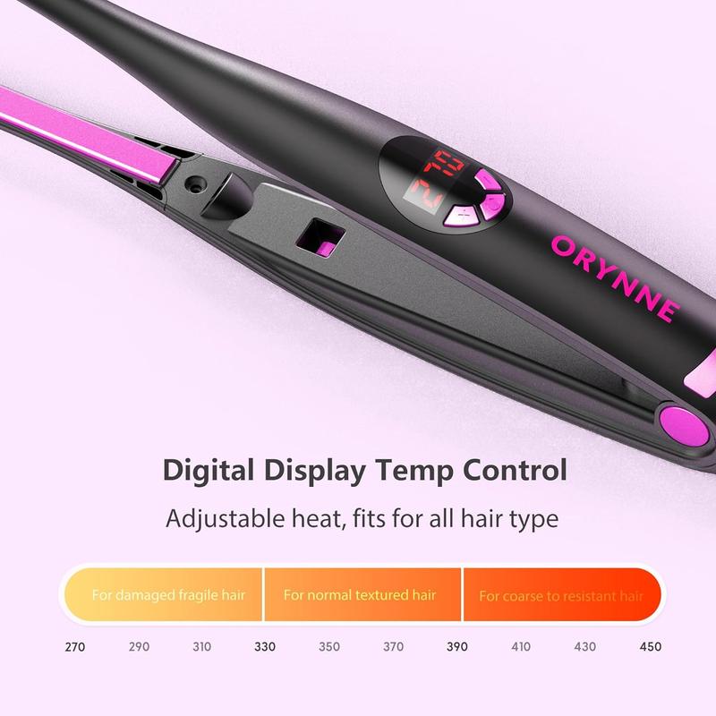 Small Flat Irons for Short Hair, 5s Ultra Fast Heat Up Pencil Flat Iron, Negative Ions Mini Flat Iron for Edges, 3 10'' Travel Mini Hair Straightener with Digital Temp Control, Easy to Use