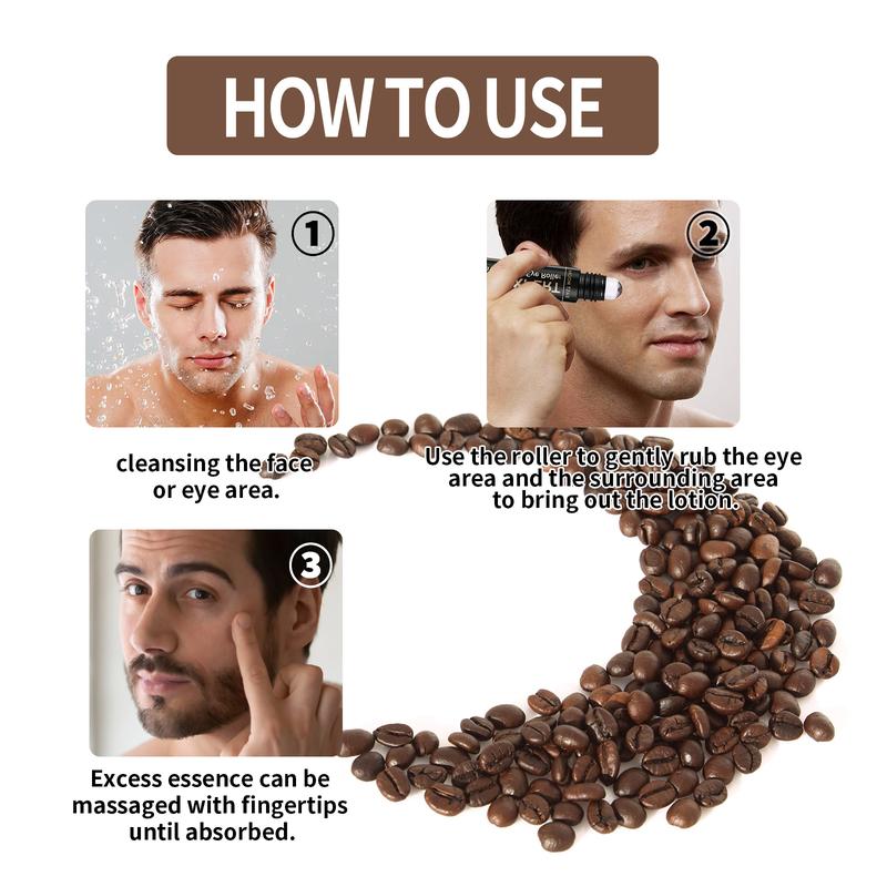 Men's moisturizing and energetic eye roller tightens and lifts, reduces fine lines, dark circles, eye bags, moisturizing and anti fatigue. The small size of the eye roller is easy to carry and convenient to use