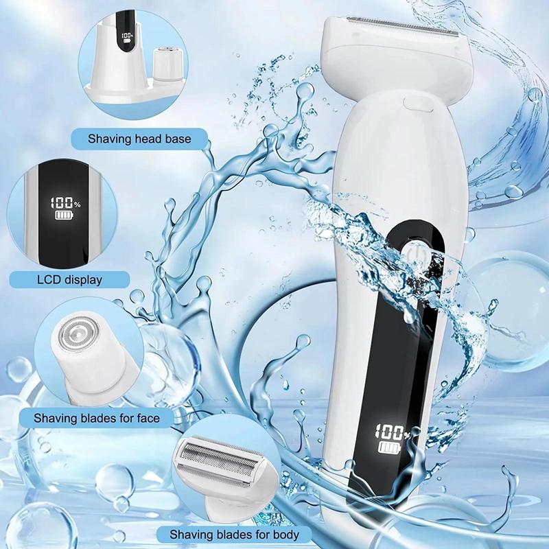 Multifunctional Electric Shaver, 1 Set Waterproof Wet & Dry Use Electric Shaver with Replacement Heads, Body Hair Trimmer for Women, Christmas Gift