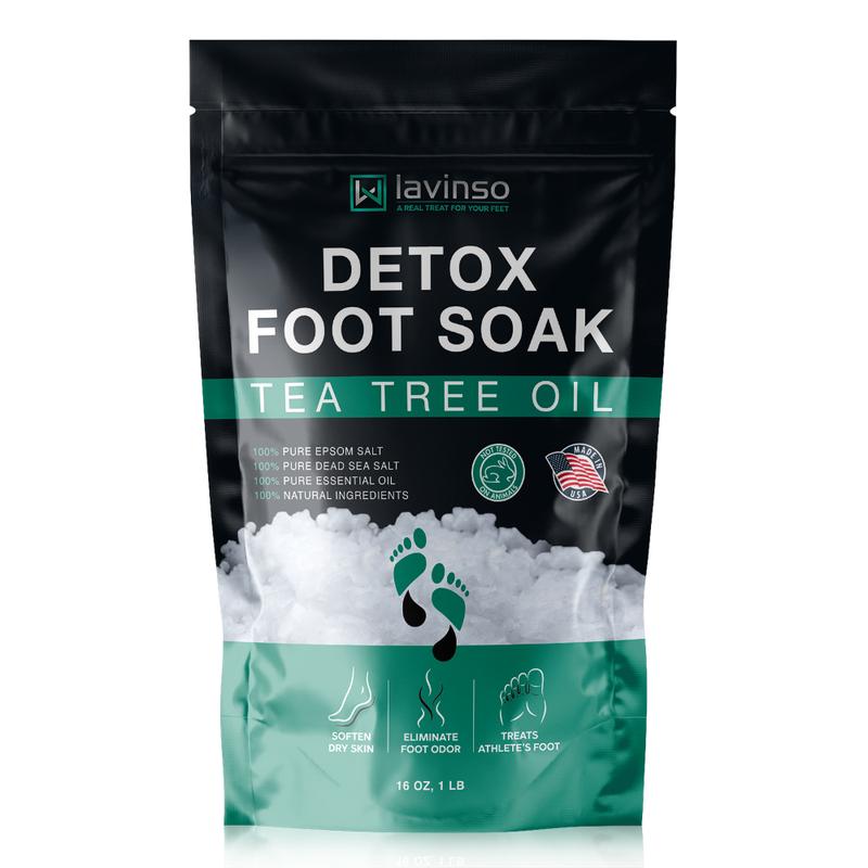 Tea Tree Oil Foot Soak with Epsom Salt - Made in USA - for Toenail Health, Athletes Foot, Stubborn Foot Odor, Softens Calluses & Soothes Sore Tired Feet