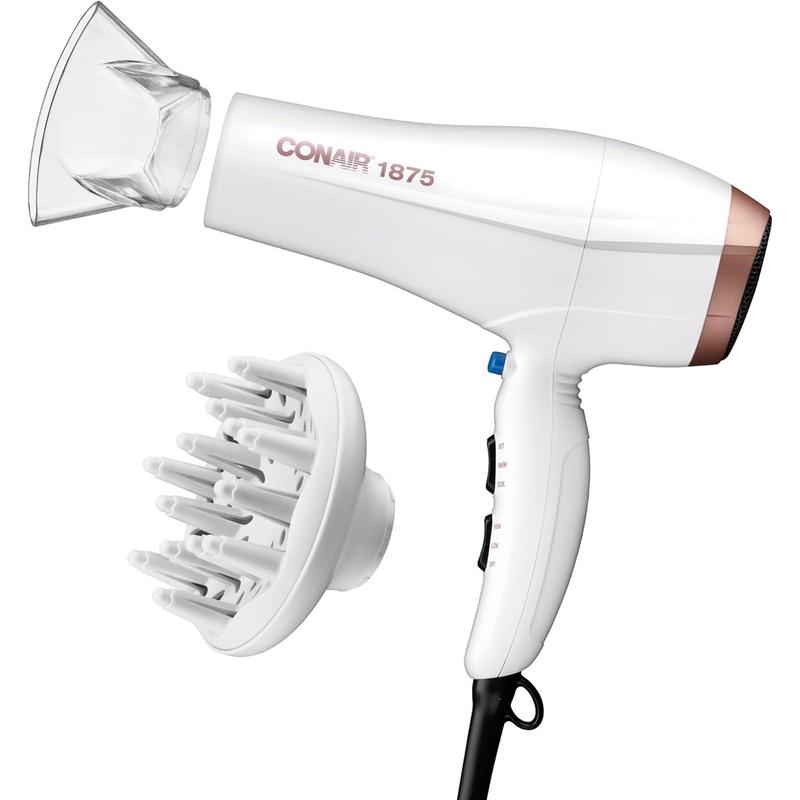 Double Ceramic Hair Dryer with Diffuser | Blow Dryer with Ionic Conditioning | Includes Diffuser and Concentrator |