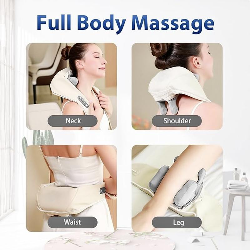 6D Kneading Electric Massage for Shoulder and Neck, Back, Waist, and Legs - Hot Compress and Wearable Wireless Design - Comfort