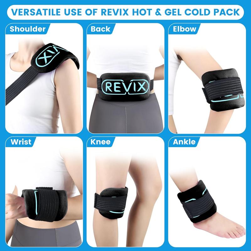 REVIX Reusable Gel Ice Packs A Set of 2 with 26'' High Elastic Straps, Support Sports Recovery, Rotator Cuff, Knees, Elbows, Neck, Back & More