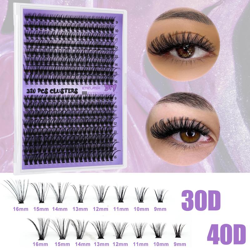 FEEGO Eyelash Extension Kit 30D 40D 9-16mm D Curl Eyelash Curler Kit 320Pcs Includes Eyelash Adhesive as well as Eyelash Tweezers Beauty Brush for Eyelash Extensions Wispy Hybrid Eyelash for Beginners.