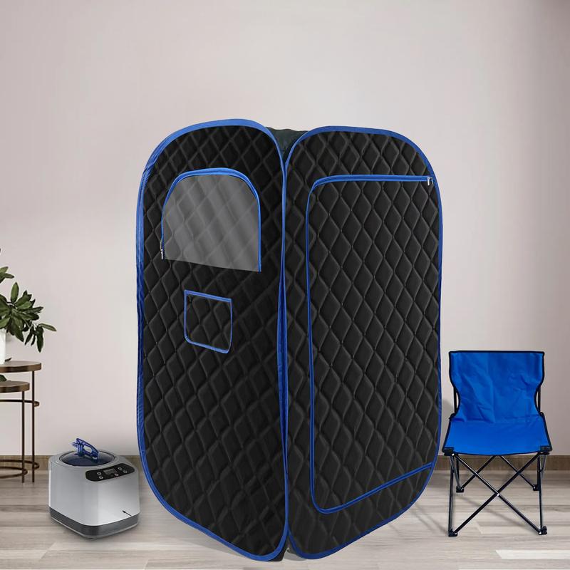 Portable Folding Full size Steam Sauna with 1000W&2.2L steam Generator. Personal Sauna Tent for Relaxation & Spa at home. Fast heating. Folding Steel Rim, it's easy to install, with FCC certification.