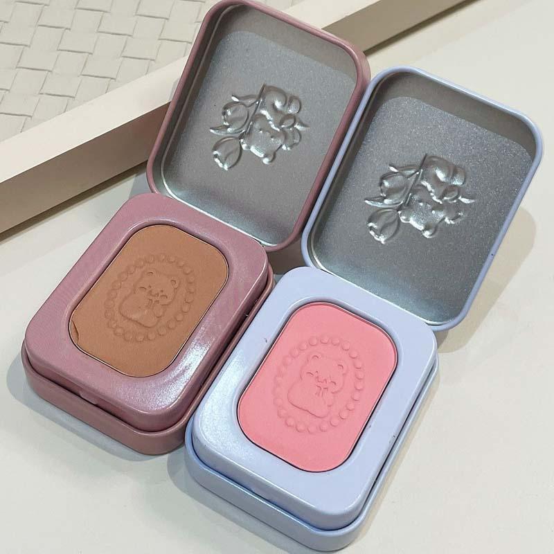 Cute Bear Design Blush Palette, 3 Counts set Low Saturation Matte Blush, Natural Look Lightweight Blush, Soft Color Shadow, Suitable for All Skins