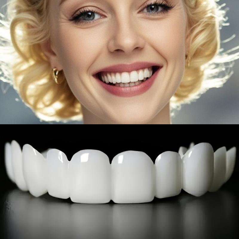 2pc 2 piece Flexible upper and lower dentures covered with perfect white veneers, comfortable fit, denture accessories suitable for men and women, whitening to enhance confidence