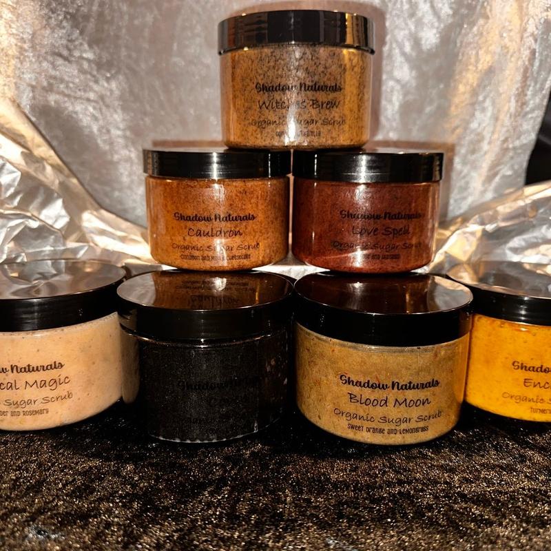 Organic Sugar Scrubs by Shadow Naturals with Shea Butter, Collagen Peptides, Goats Milk, Argan Oil and Castor Oil - Skincare acne et