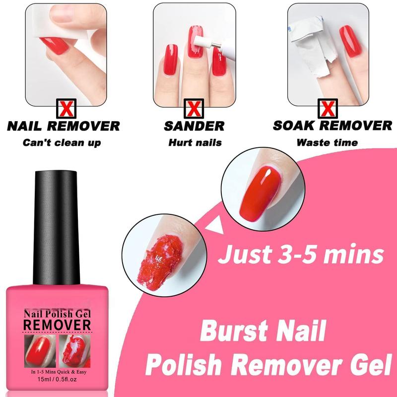 4 Pack Gel Nail Polish Remover, Gel Nail Polish Remover for Nails in 1-5 Minutes - Quick and Easy Gel Nail Polish Remover Gift Set - 0.5 fl oz